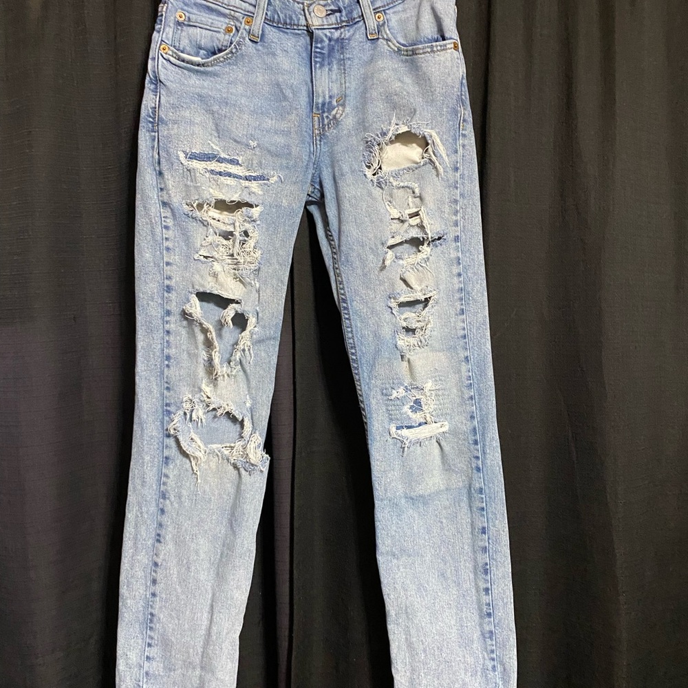 Levi's Light Blue Distressed Boyfriend Jeans